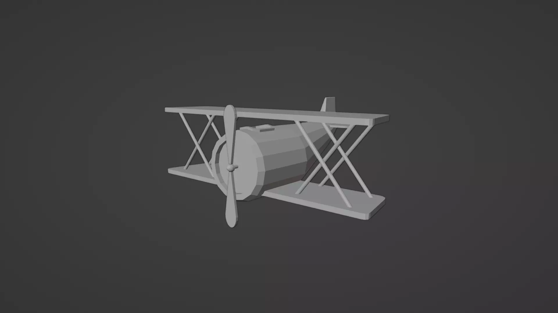 Low Poly Cartoon Biplane 3D model_4