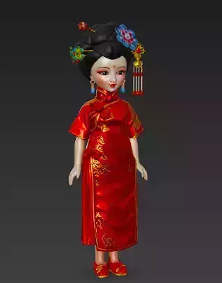 Chinese girl doll 3d model for 3d printing