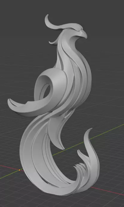 phoenix sculpture minimalist and stylized 3D print model_6