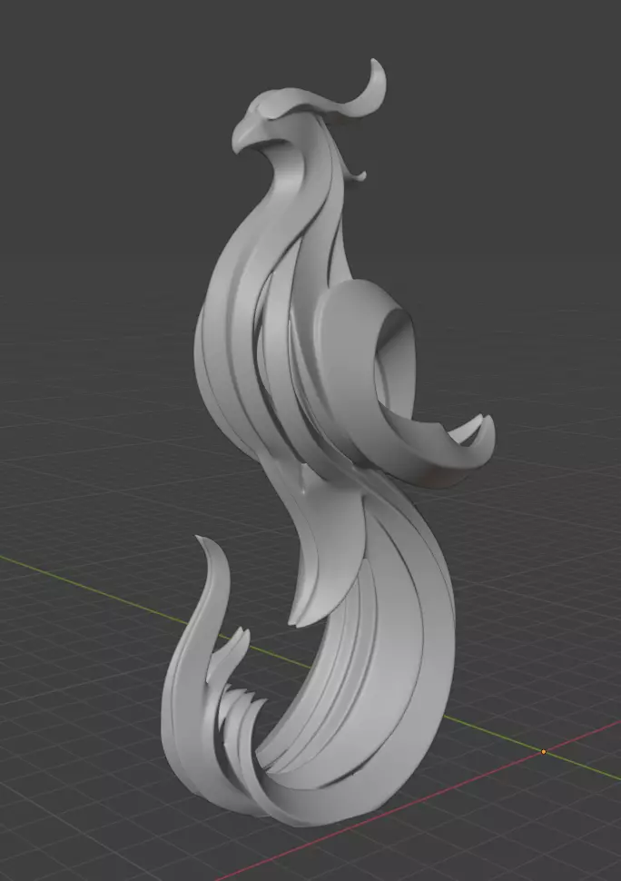 phoenix sculpture minimalist and stylized 3D print model_5