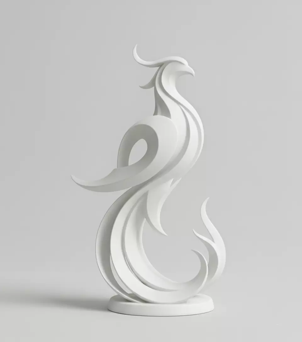 phoenix sculpture minimalist and stylized 3D print model_0