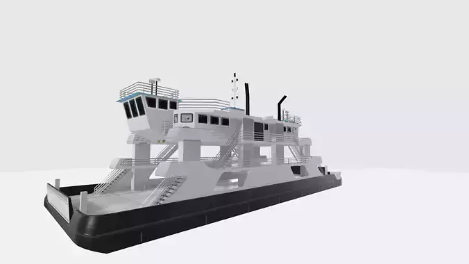 US Ferry Boat Low Poly PBR