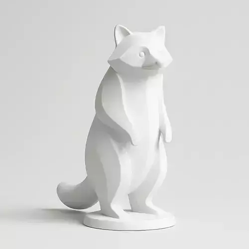 Raccoon sculpture minimalist and stylized