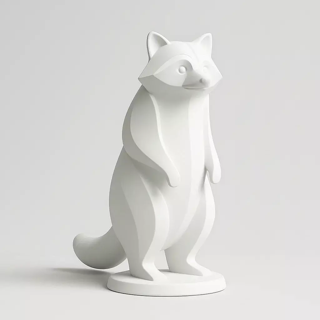 Raccoon sculpture minimalist and stylized 3D print model_0