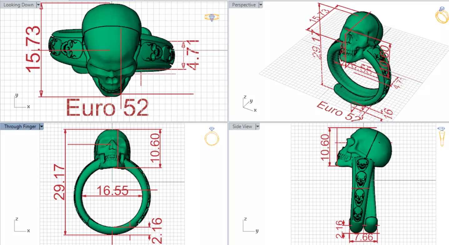Skeleton Ring Model A Symbol of Boldness and Rock Style gr0151 3D print model_20