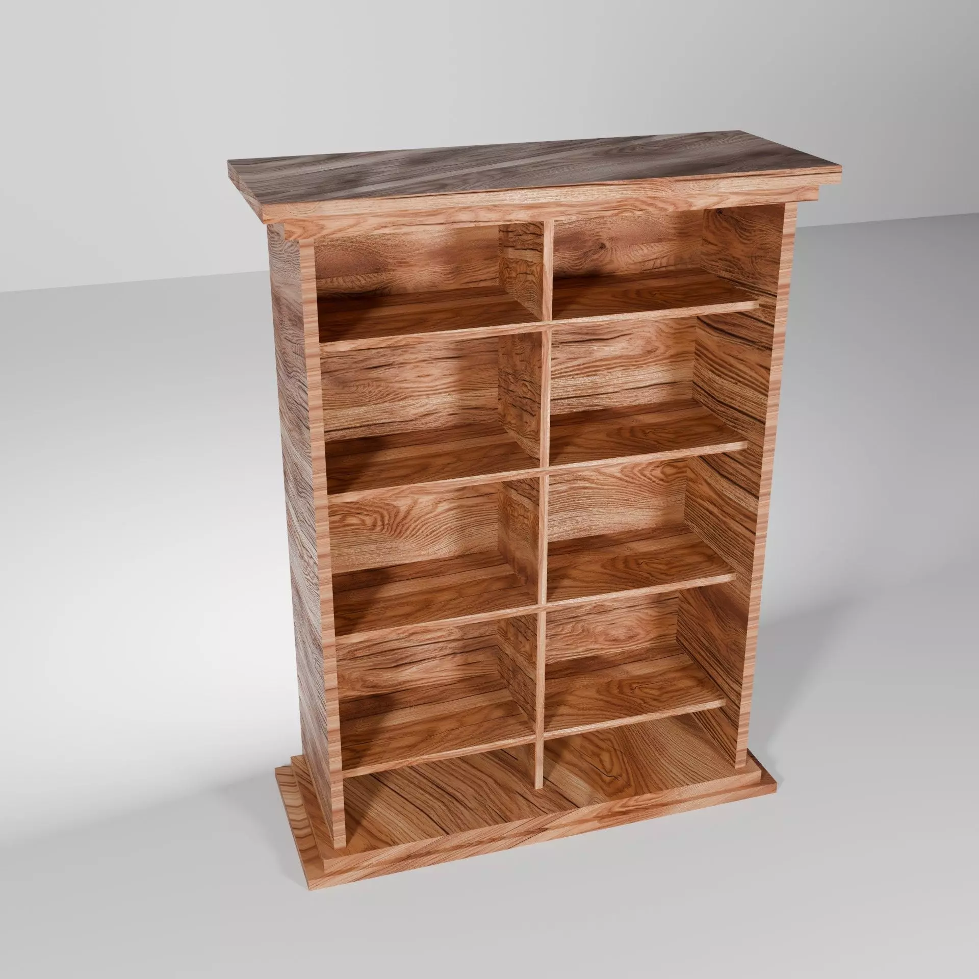 Wooden Bookshelf 3D model_1