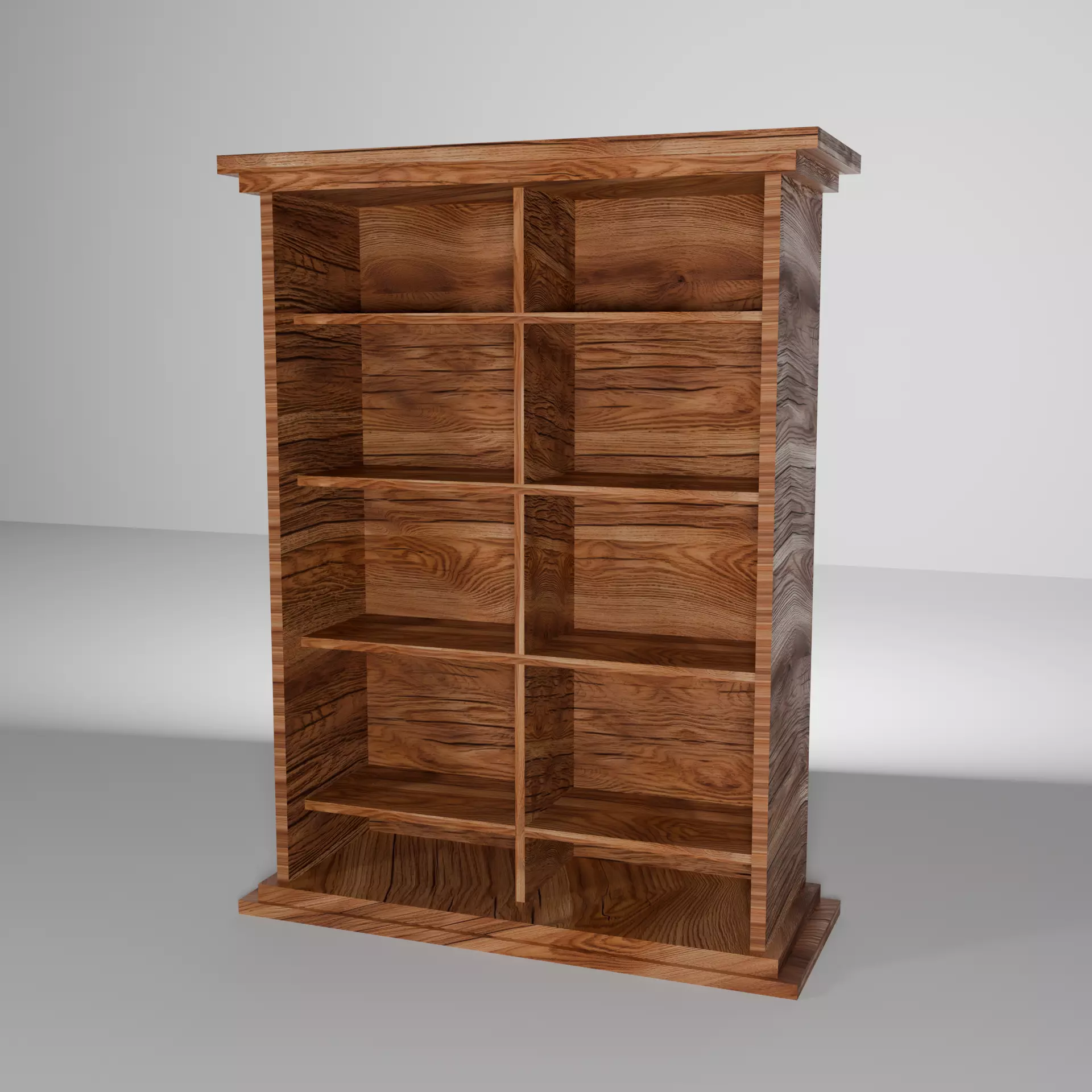 Wooden Bookshelf 3D model_0