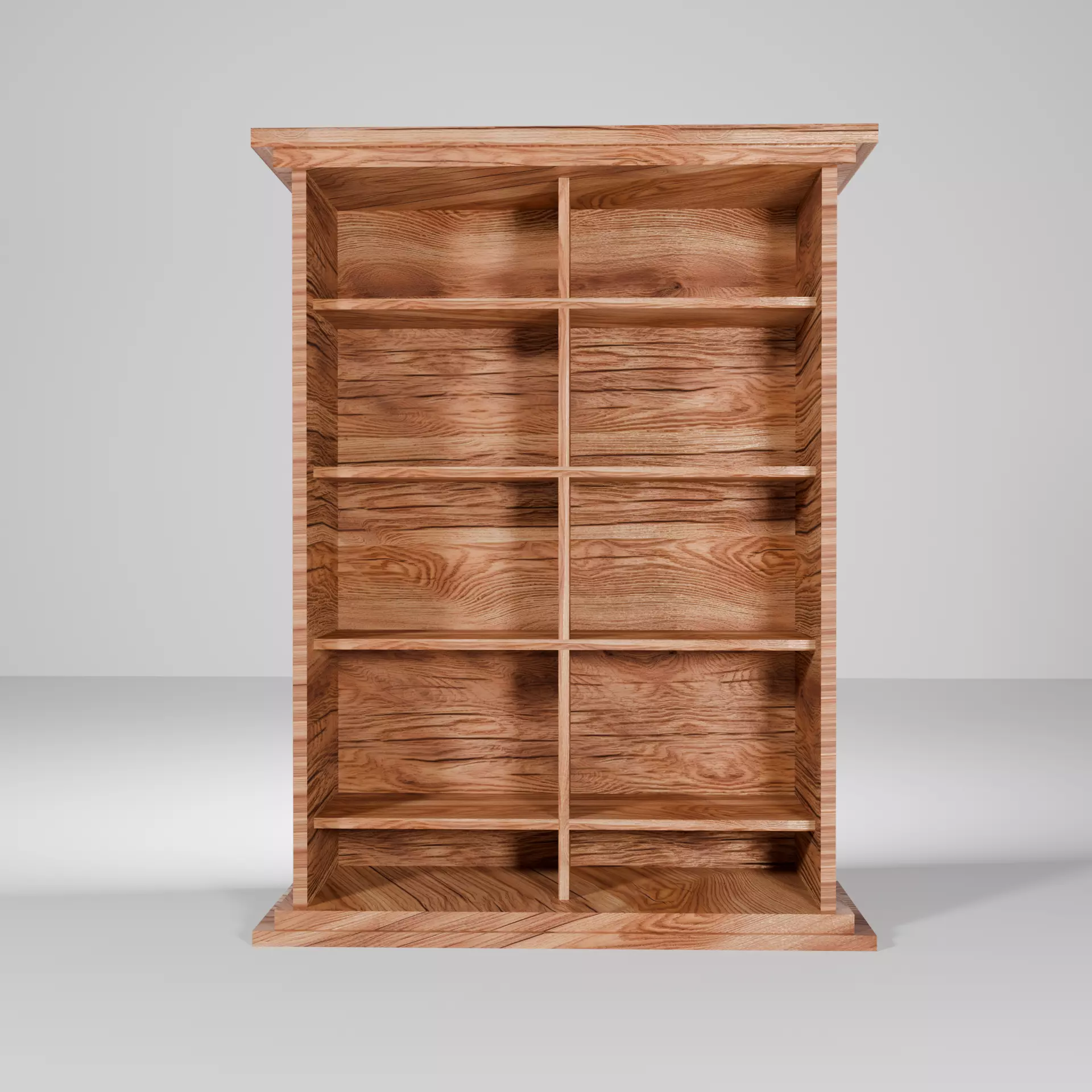 Wooden Bookshelf 3D model_2