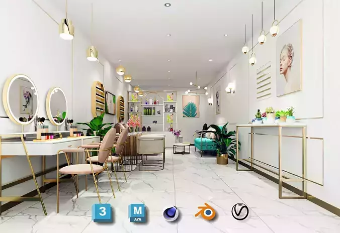 BarberShop Display - Product Shelves 3D Model Kit