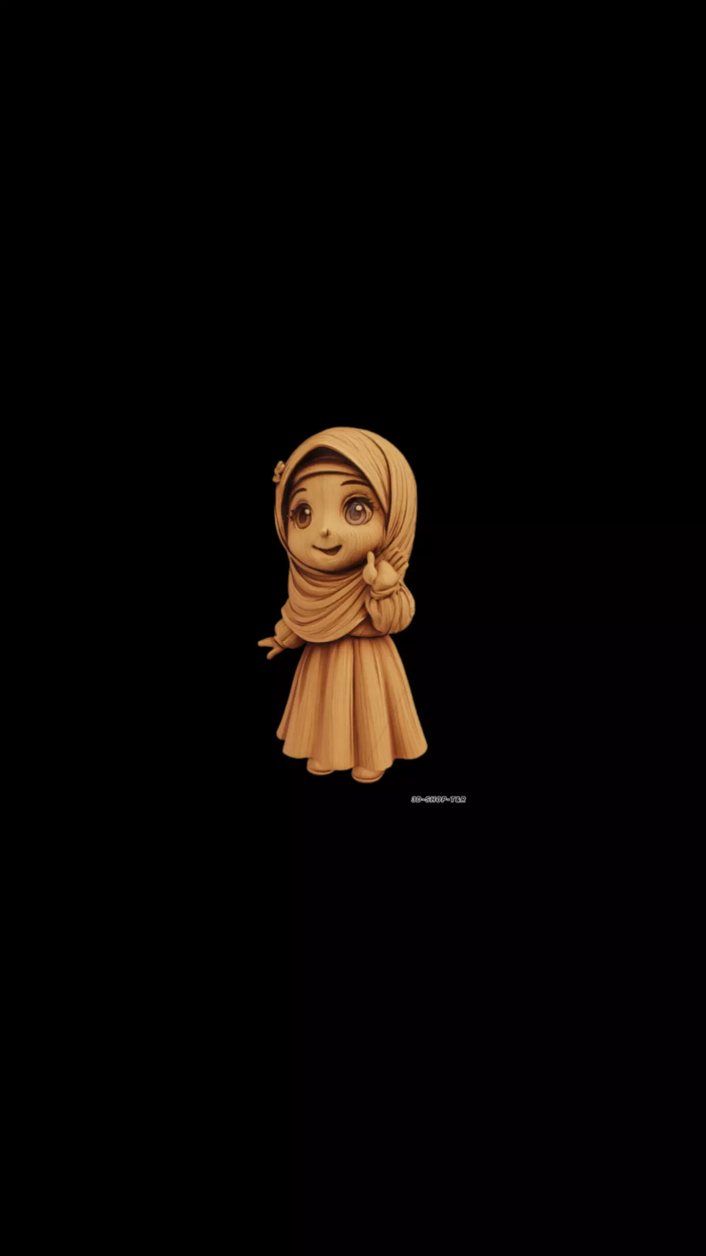 3D Wooden Girl Character 3D print model_1