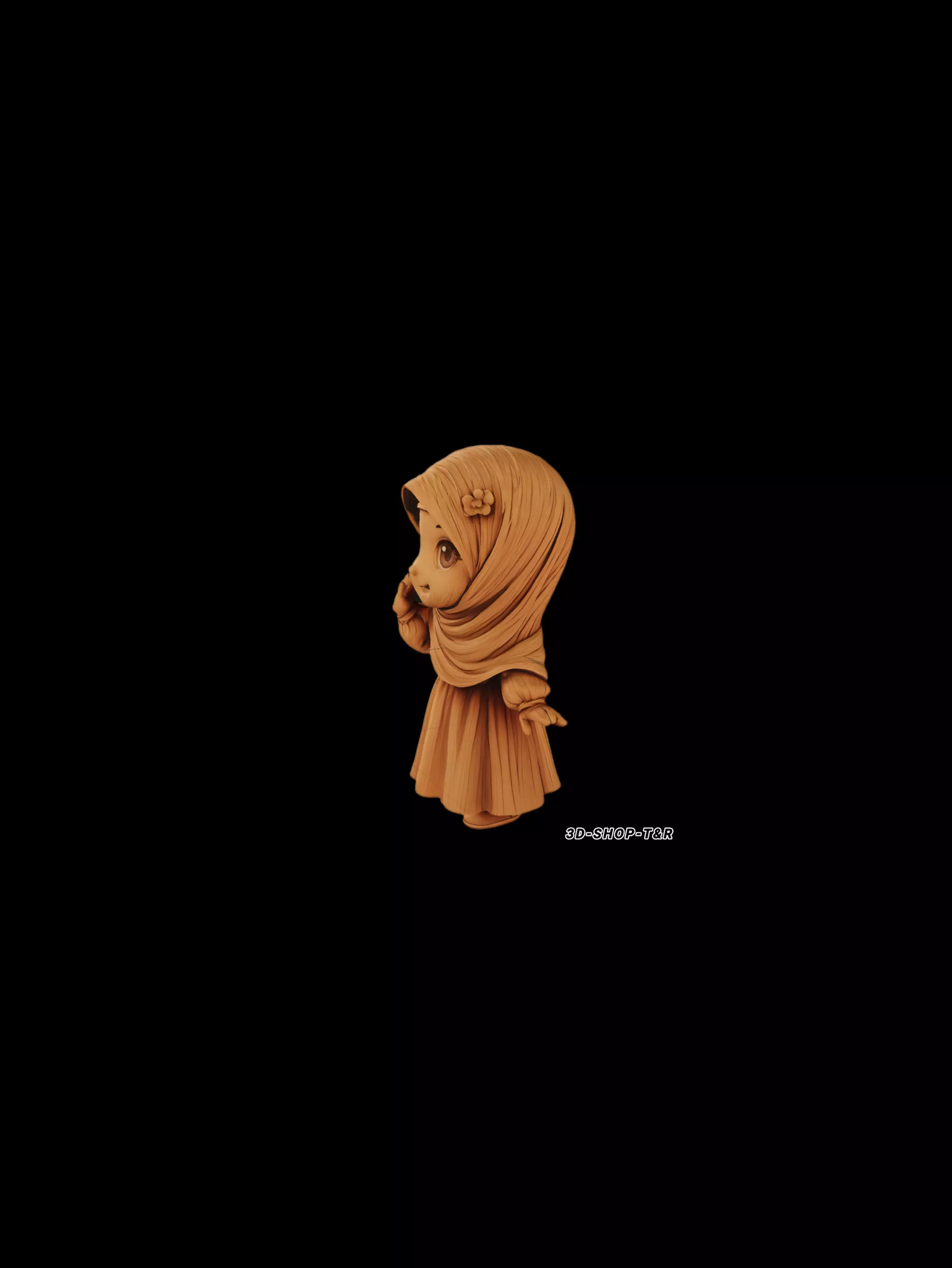 3D Wooden Girl Character 3D print model_2