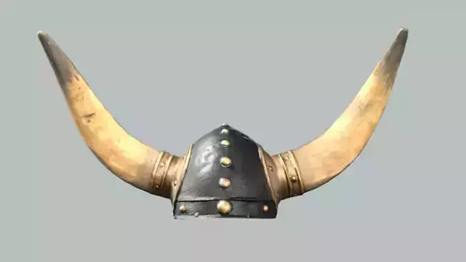 Medieval Viking Horn Helmet Low Poly 3D Model