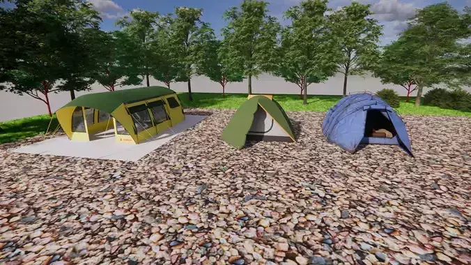 3D Model Outdoor Camping Site Low-poly 3D model