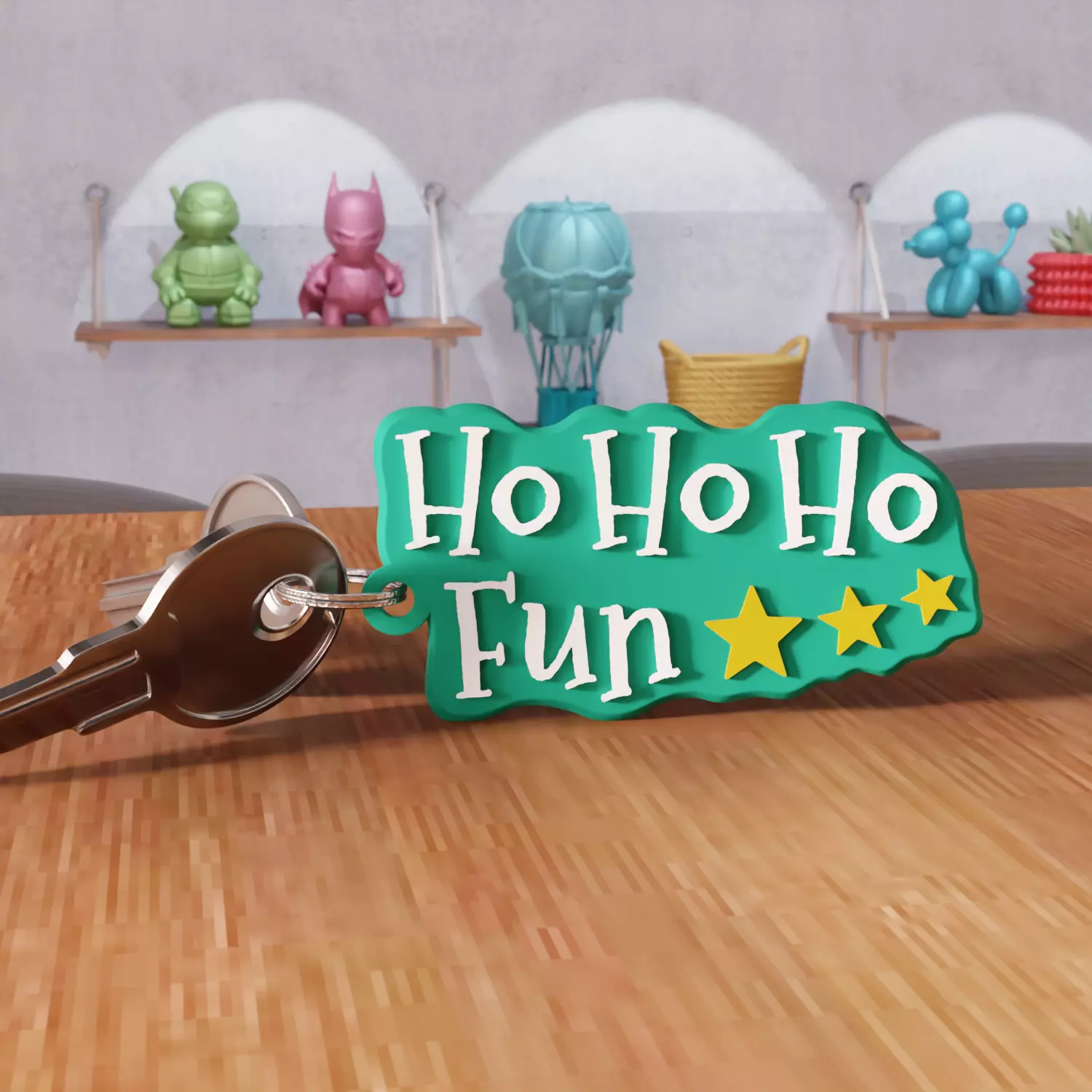 Ho Ho Ho Fun Keychain - 464 3D print model_0