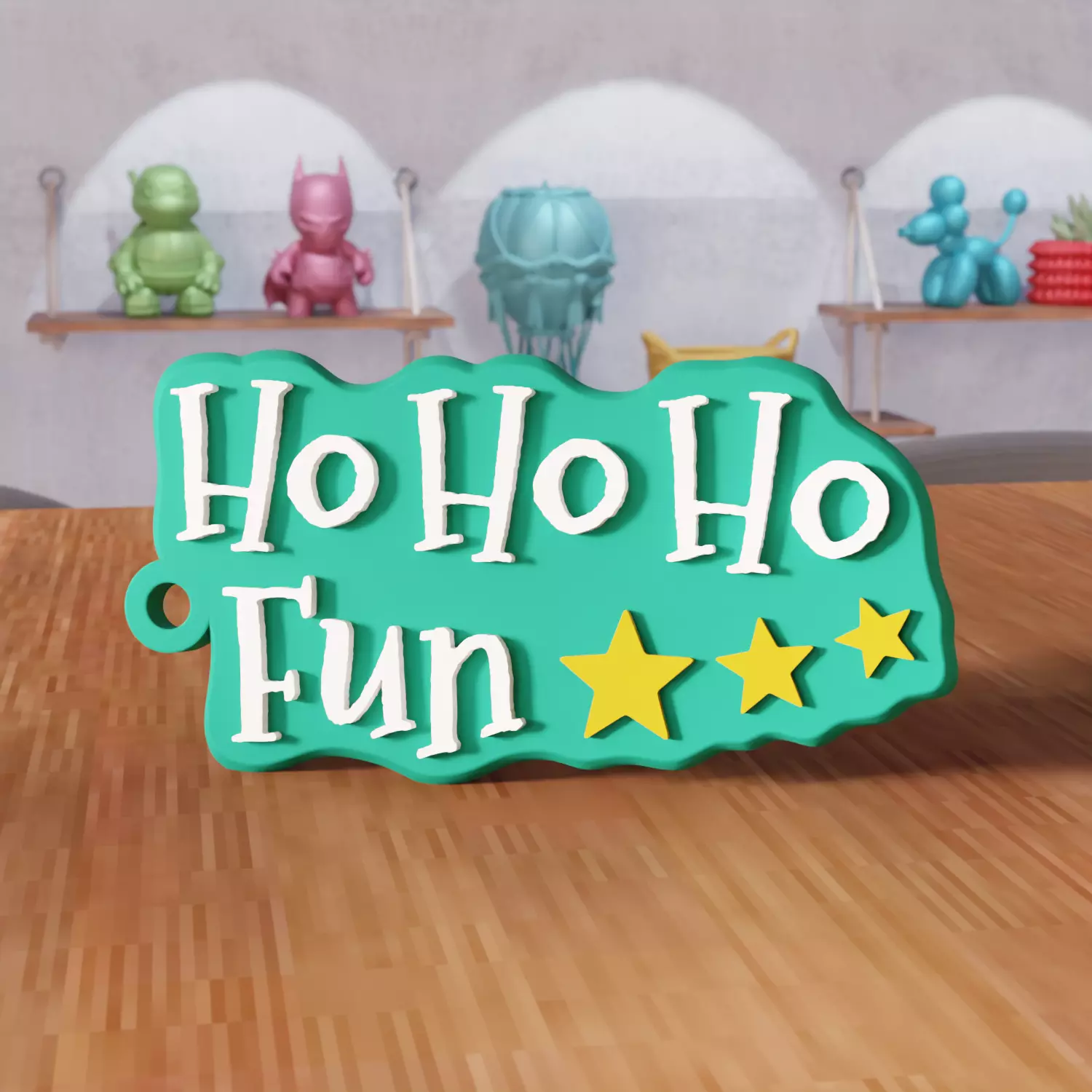 Ho Ho Ho Fun Keychain - 464 3D print model_1