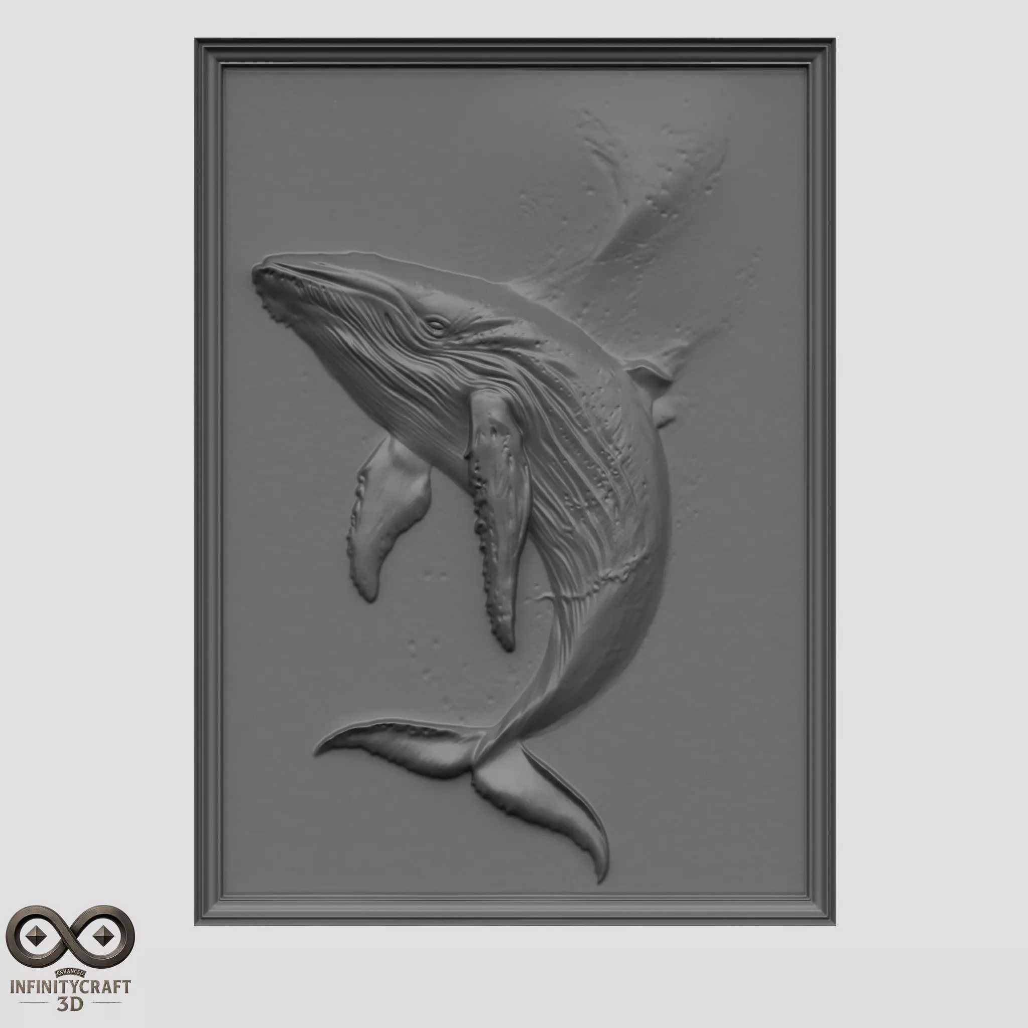Majestic Whale Relief  Ocean Wall Art for CNC or 3D Print Free 3D print model_1