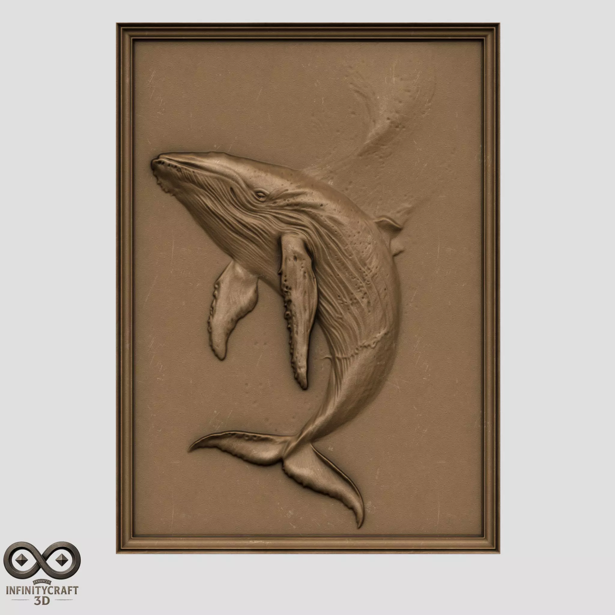 Majestic Whale Relief  Ocean Wall Art for CNC or 3D Print Free 3D print model_3
