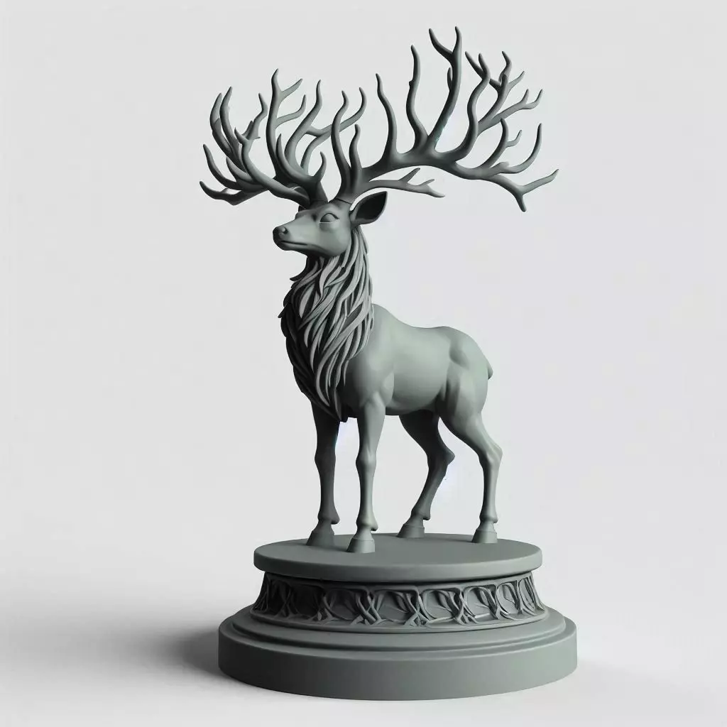 Majestic Stag with Tree Antlers 3D print model