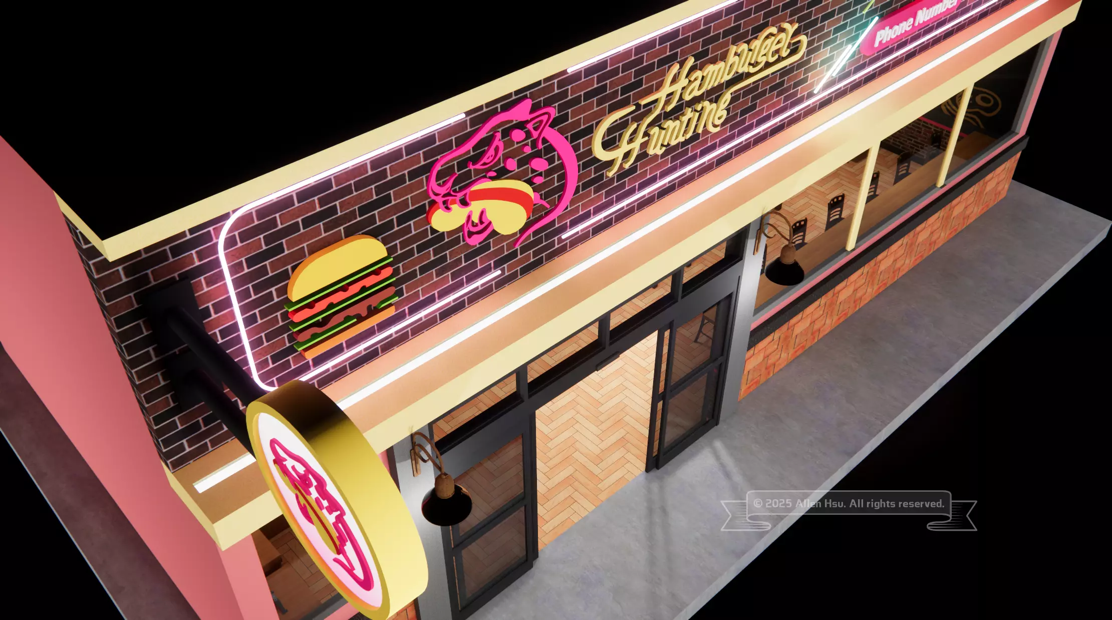Fast Food Restaurant Space Model 3D model_4