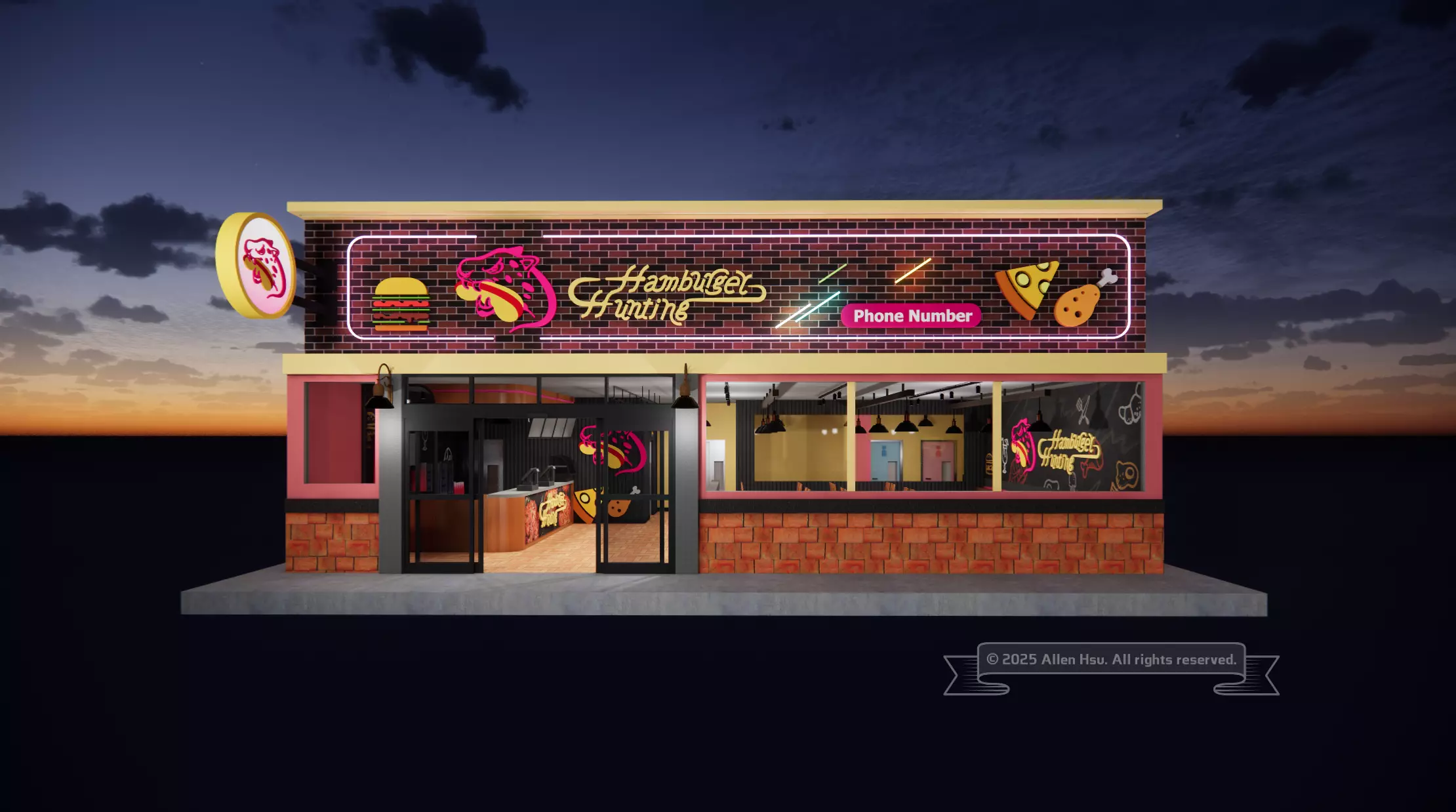 Fast Food Restaurant Space Model 3D model_1