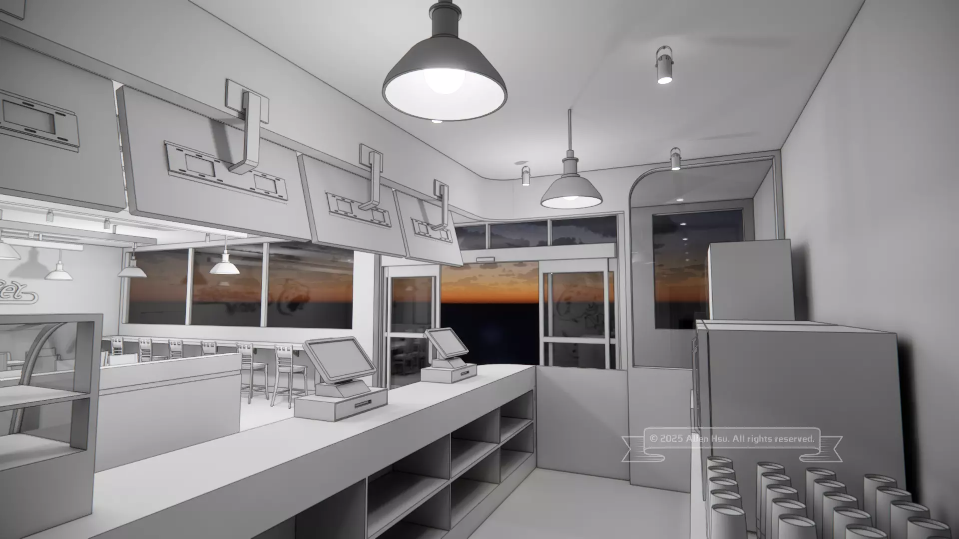 Fast Food Restaurant Space Model 3D model_50