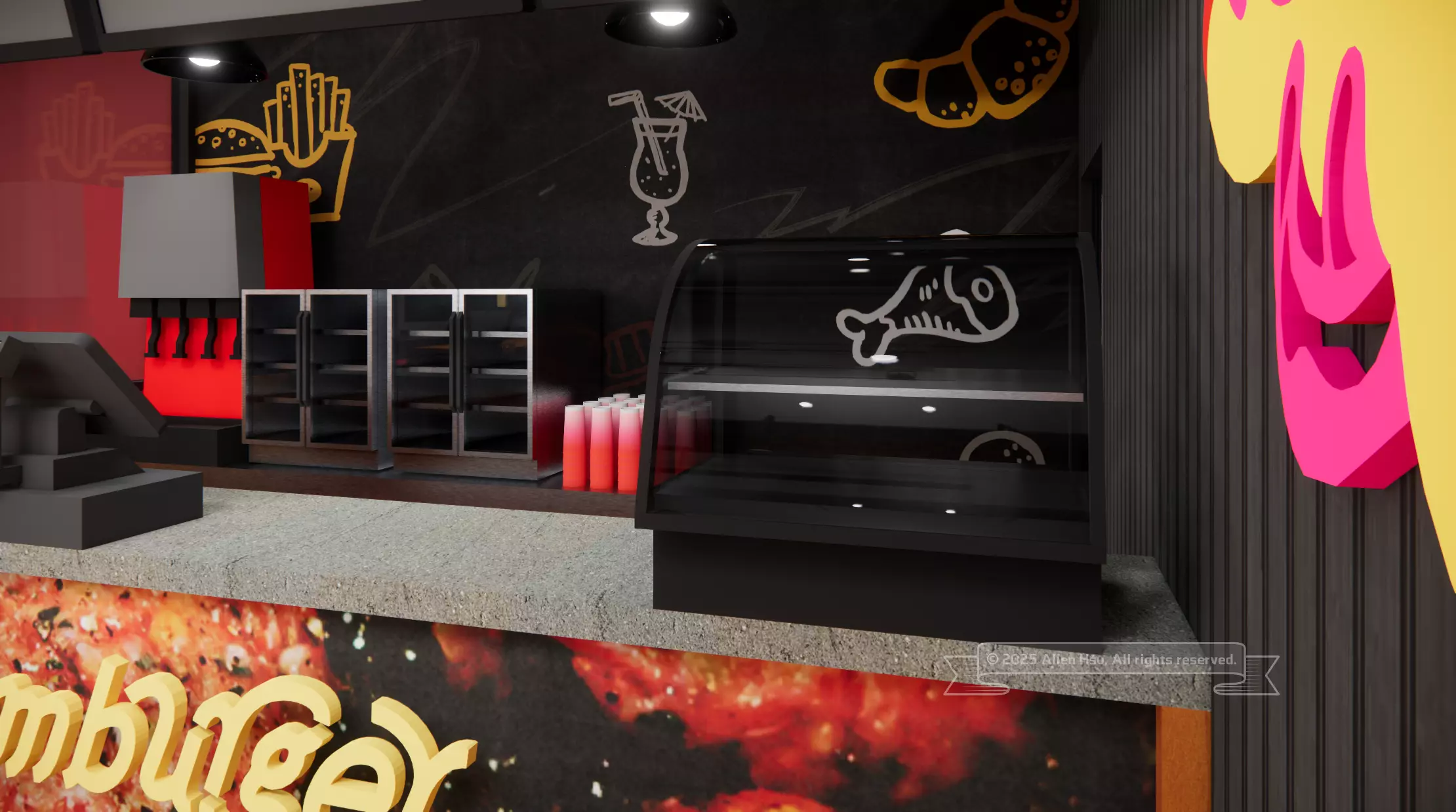 Fast Food Restaurant Space Model 3D model_8