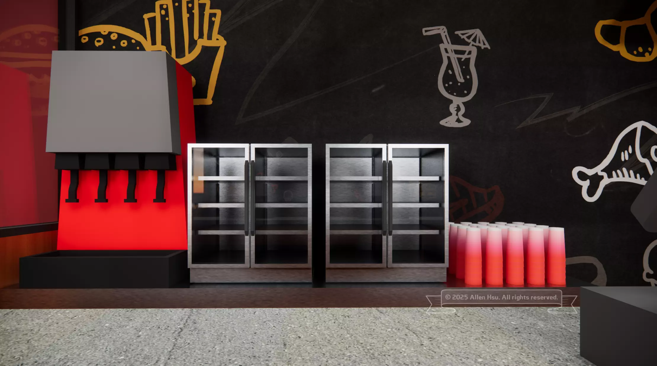 Fast Food Restaurant Space Model 3D model_14