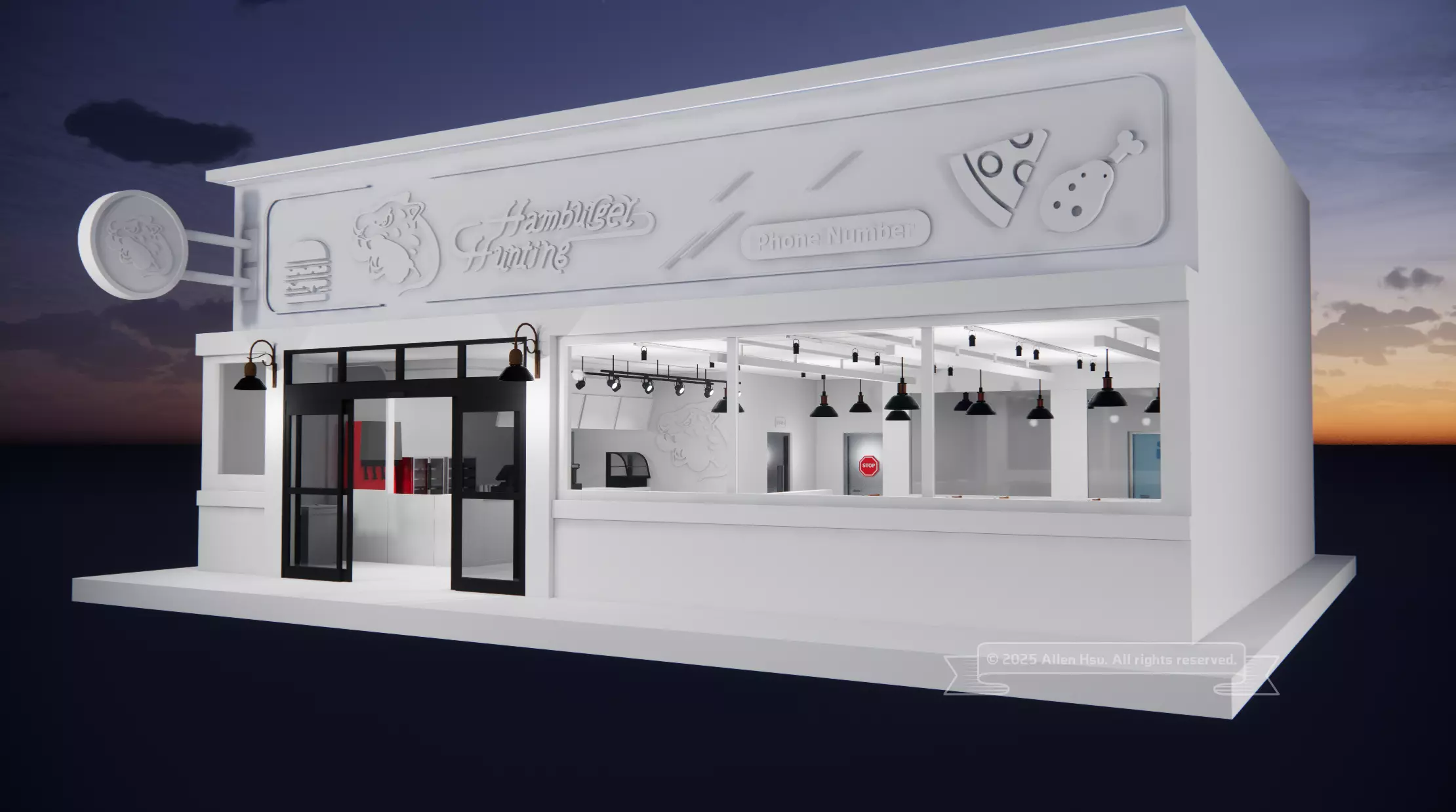 Fast Food Restaurant Space Model 3D model_29