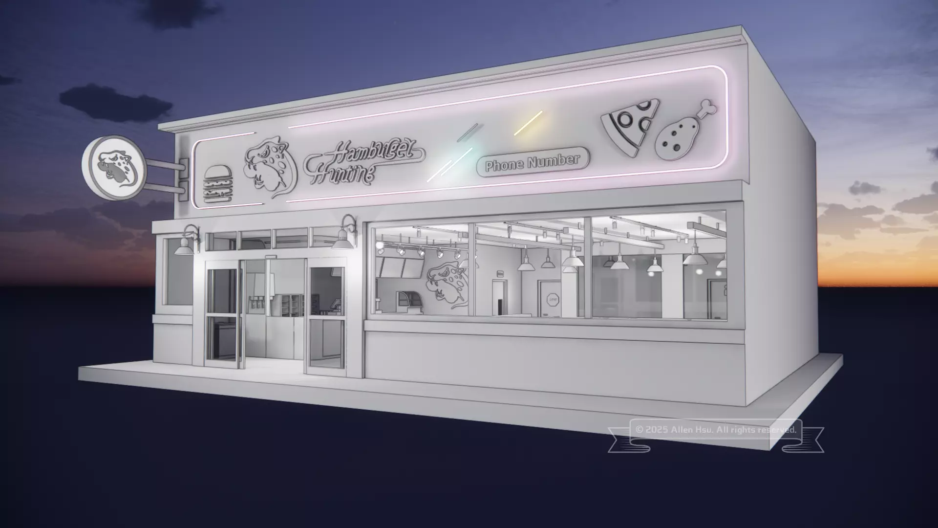 Fast Food Restaurant Space Model 3D model_46