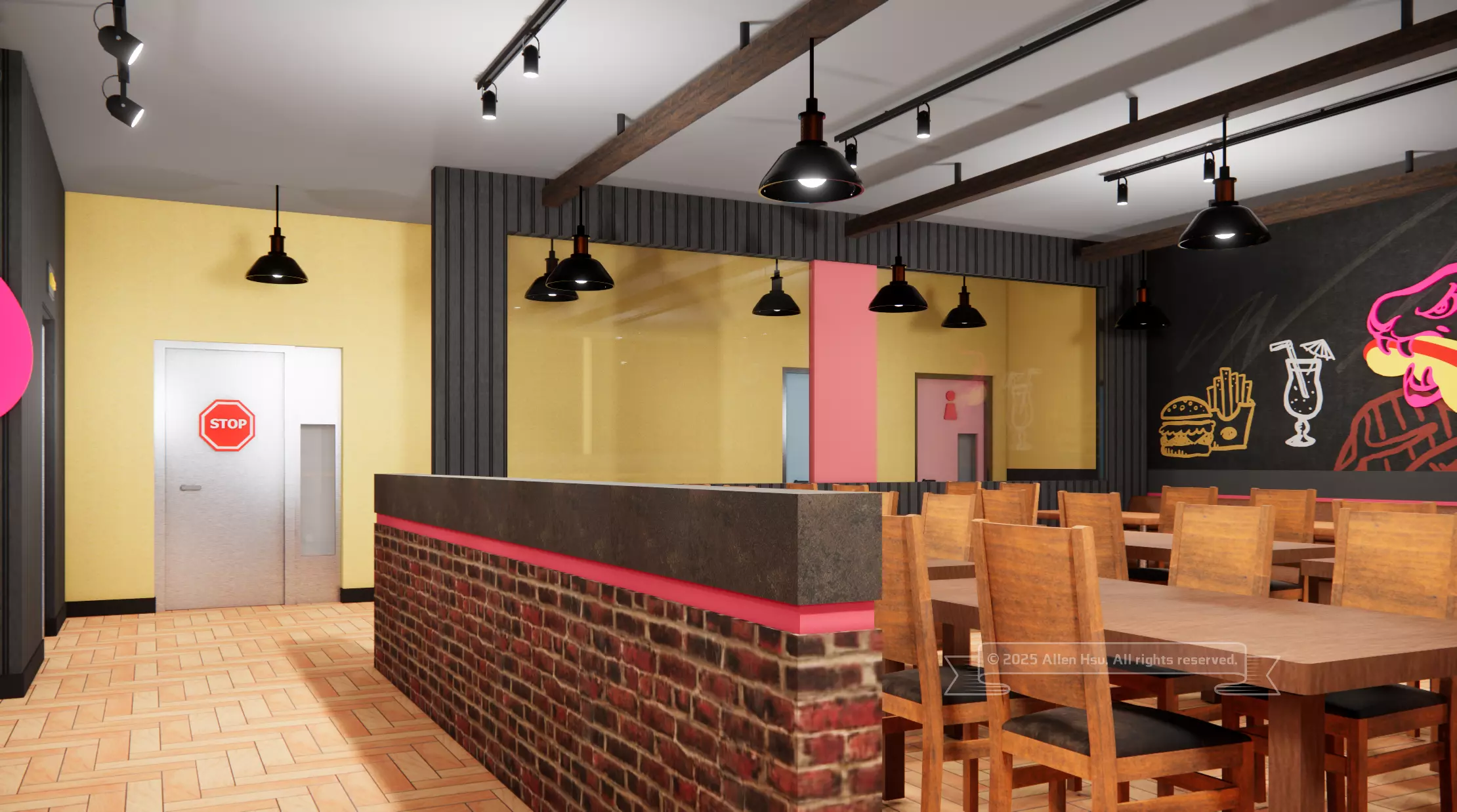 Fast Food Restaurant Space Model 3D model_17