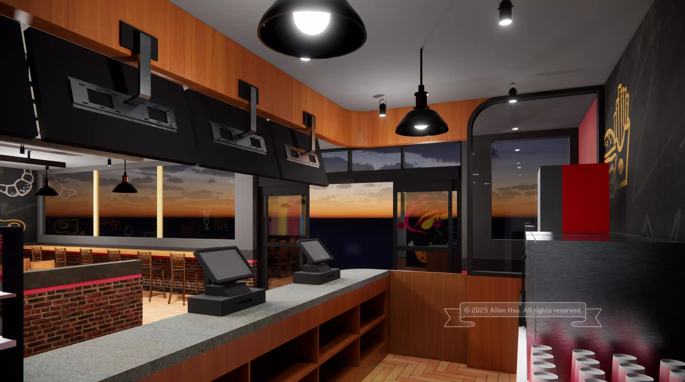 Fast Food Restaurant Space Model 3D model_11