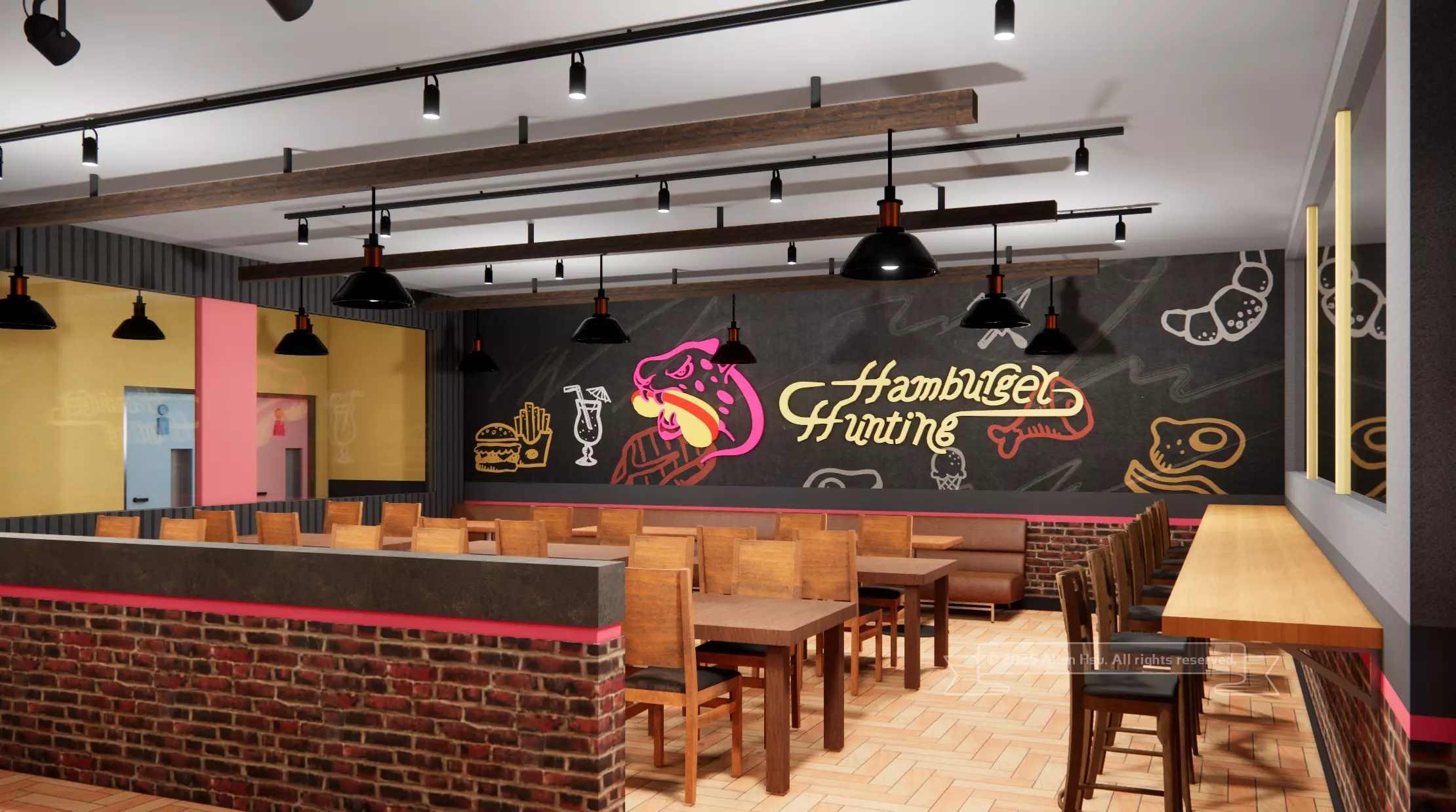 Fast Food Restaurant Space Model 3D model_15