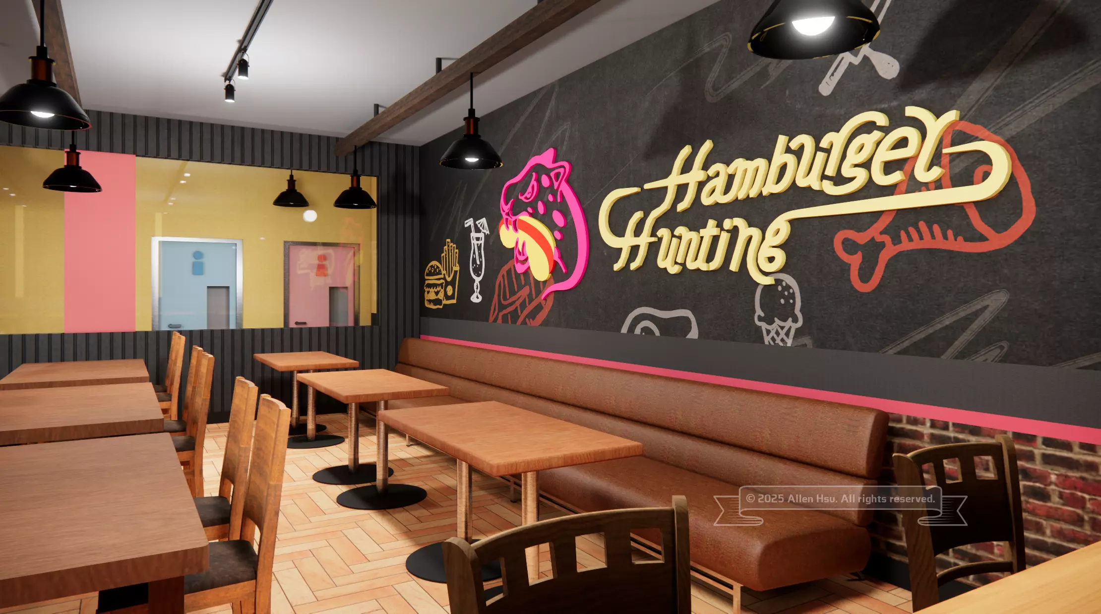 Fast Food Restaurant Space Model 3D model_21