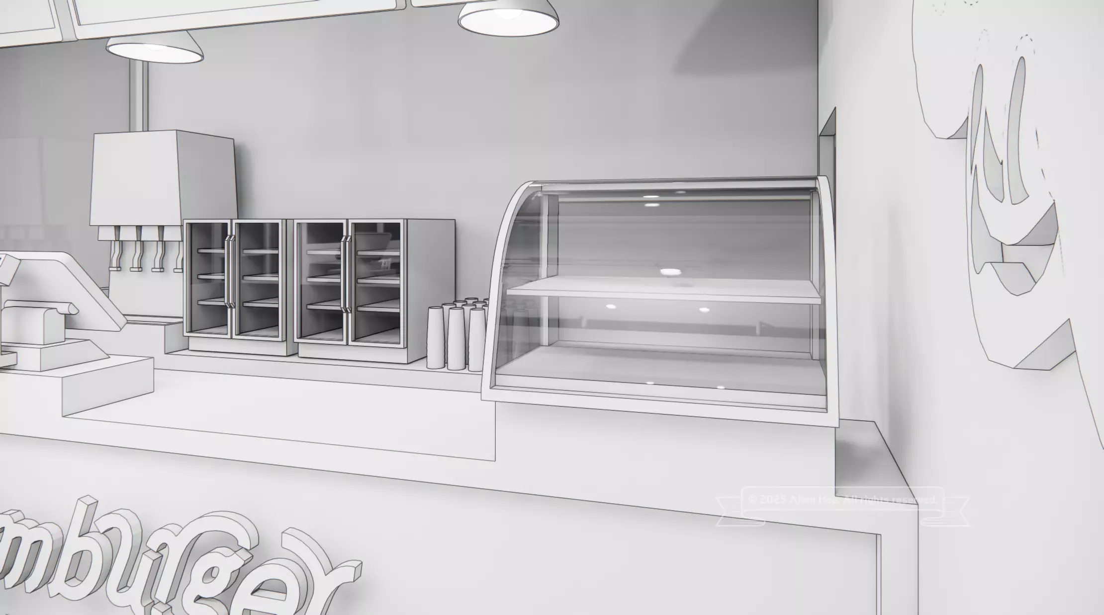Fast Food Restaurant Space Model 3D model_49