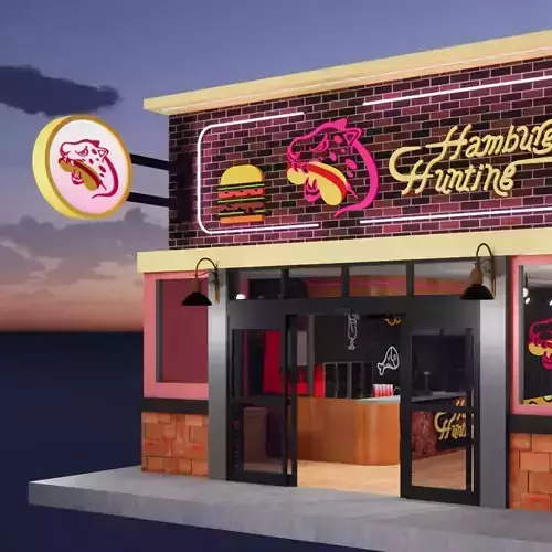 Fast Food Restaurant Space Model 3D model Fast Food Restaurant Space Model 3D model