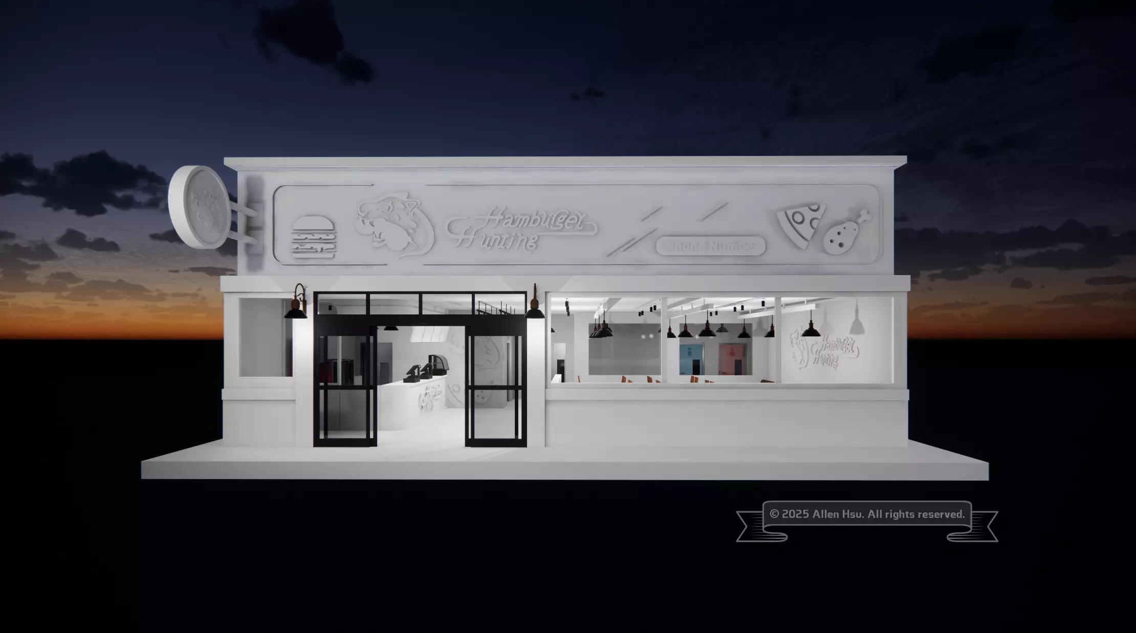 Fast Food Restaurant Space Model 3D model_22