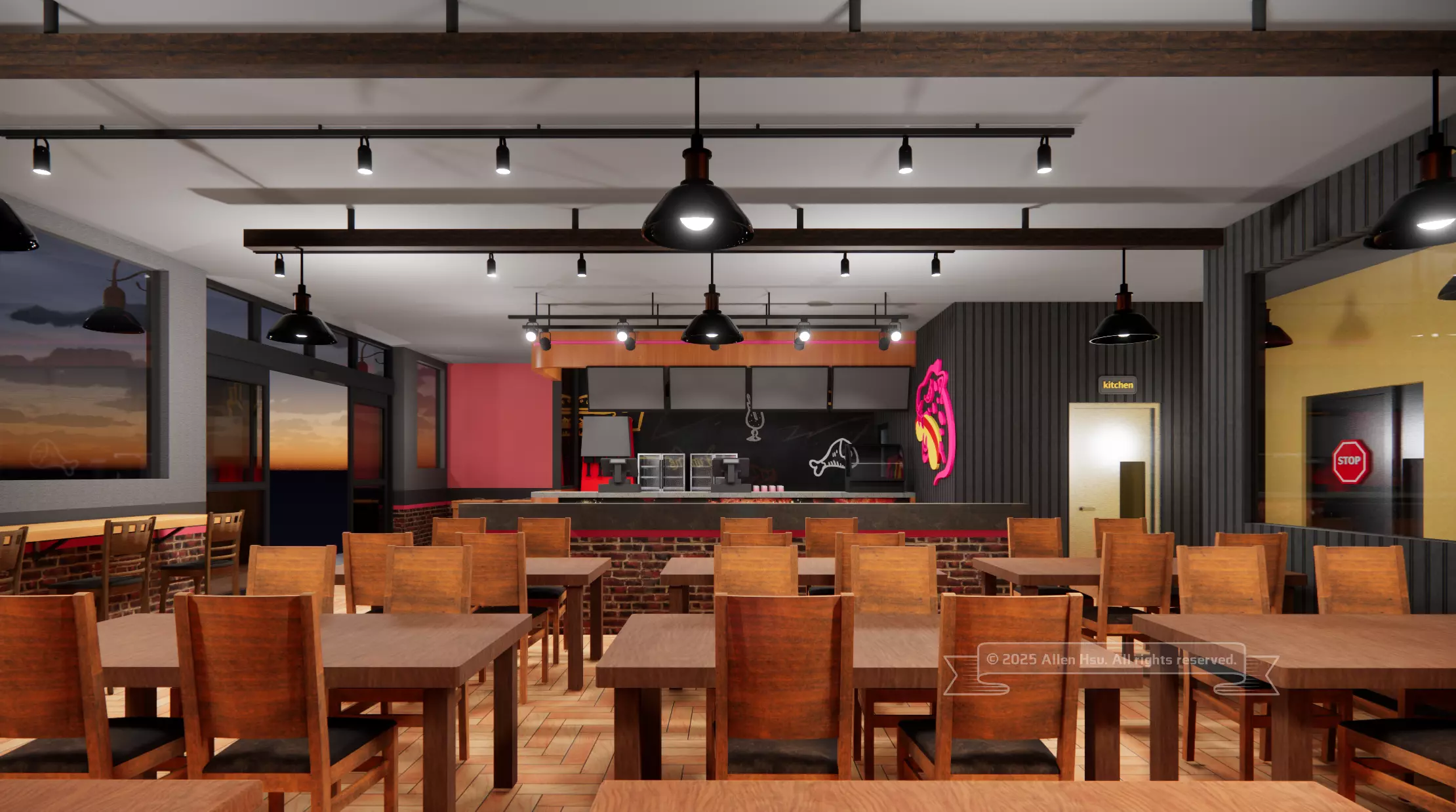 Fast Food Restaurant Space Model 3D model_20