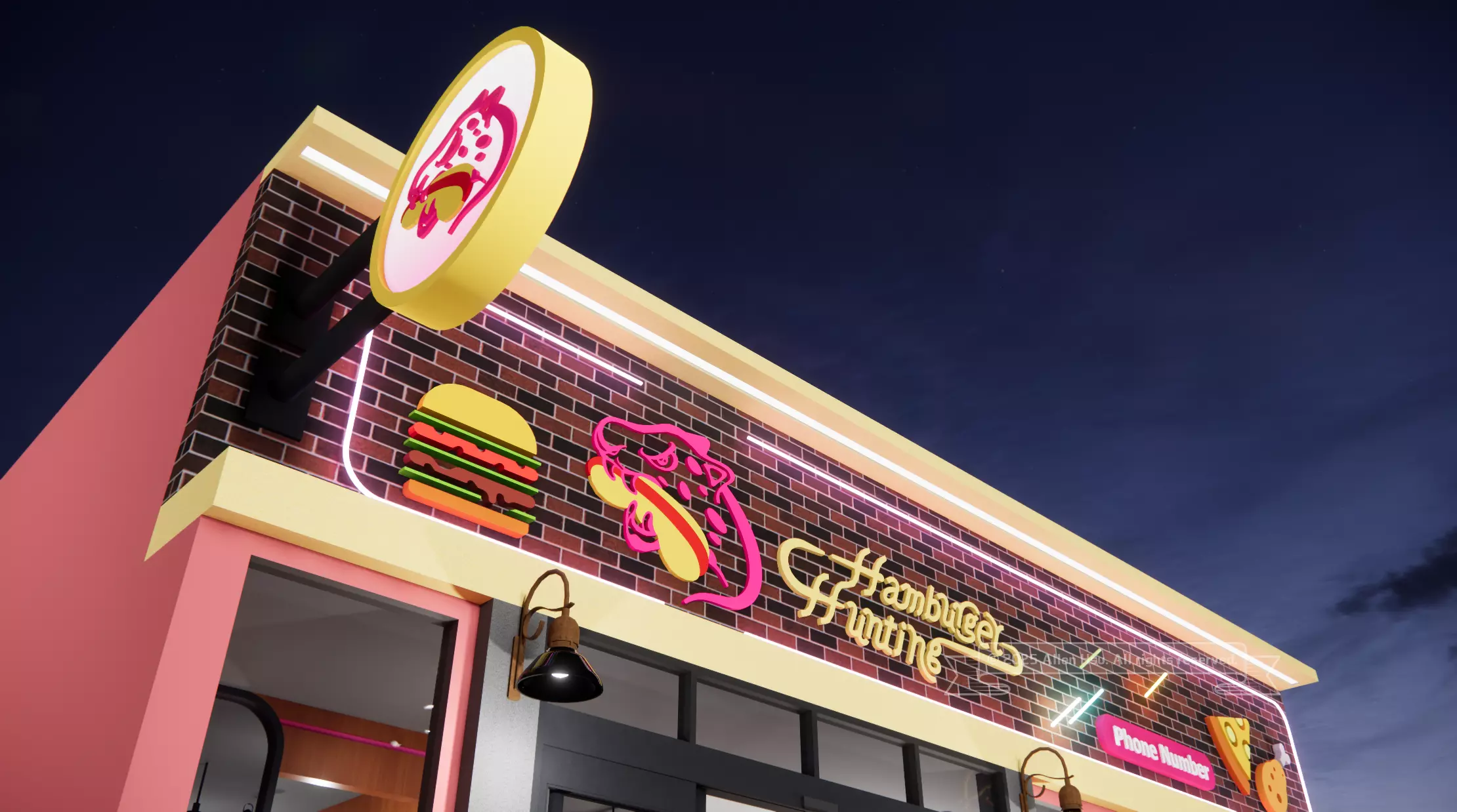 Fast Food Restaurant Space Model 3D model_5