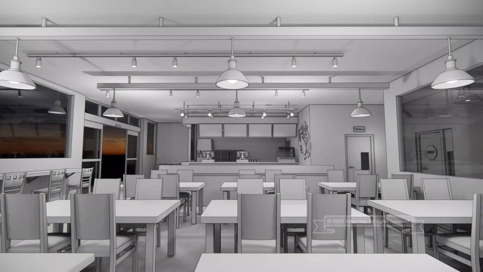 Fast Food Restaurant Space Model 3D model_54