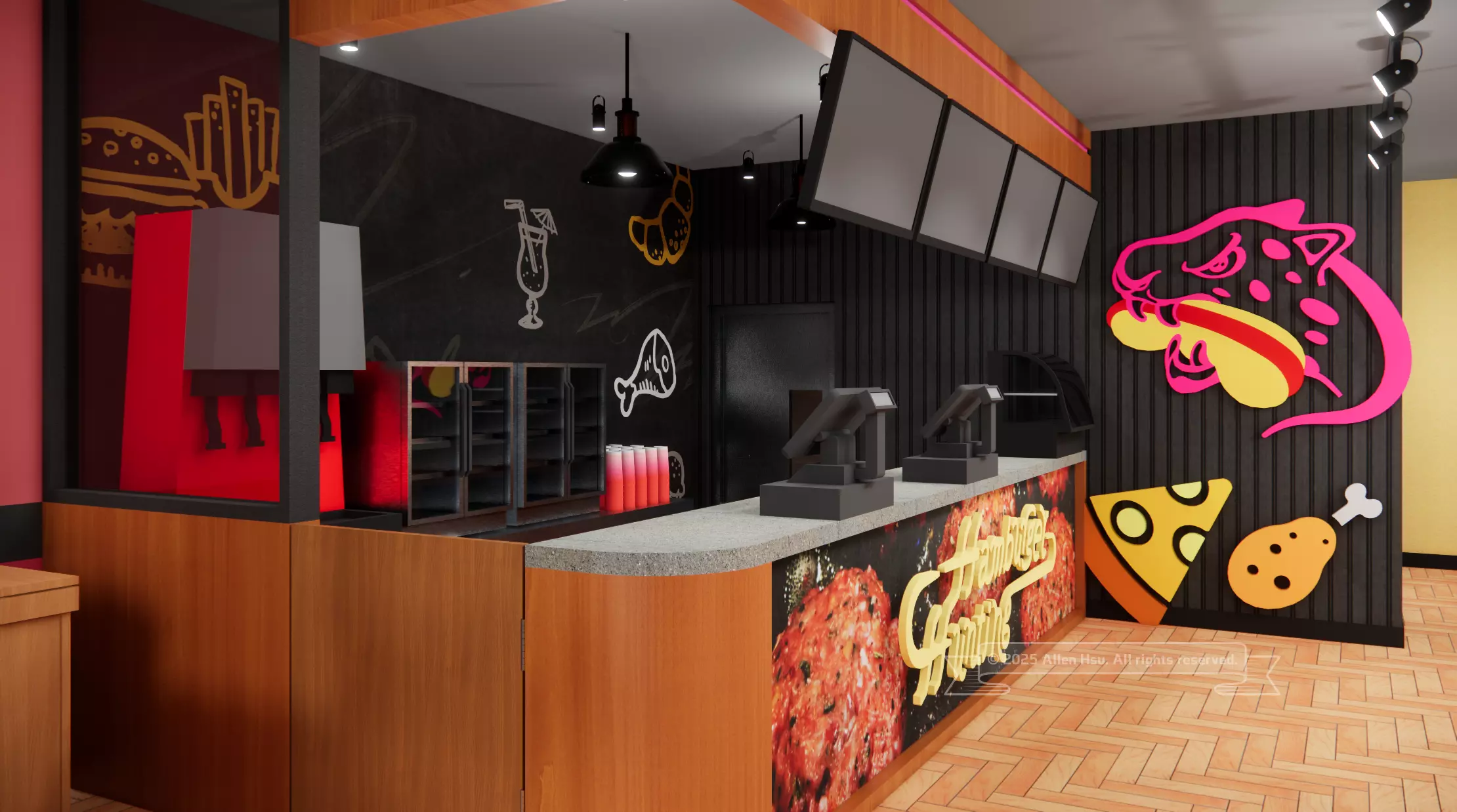 Fast Food Restaurant Space Model 3D model_10