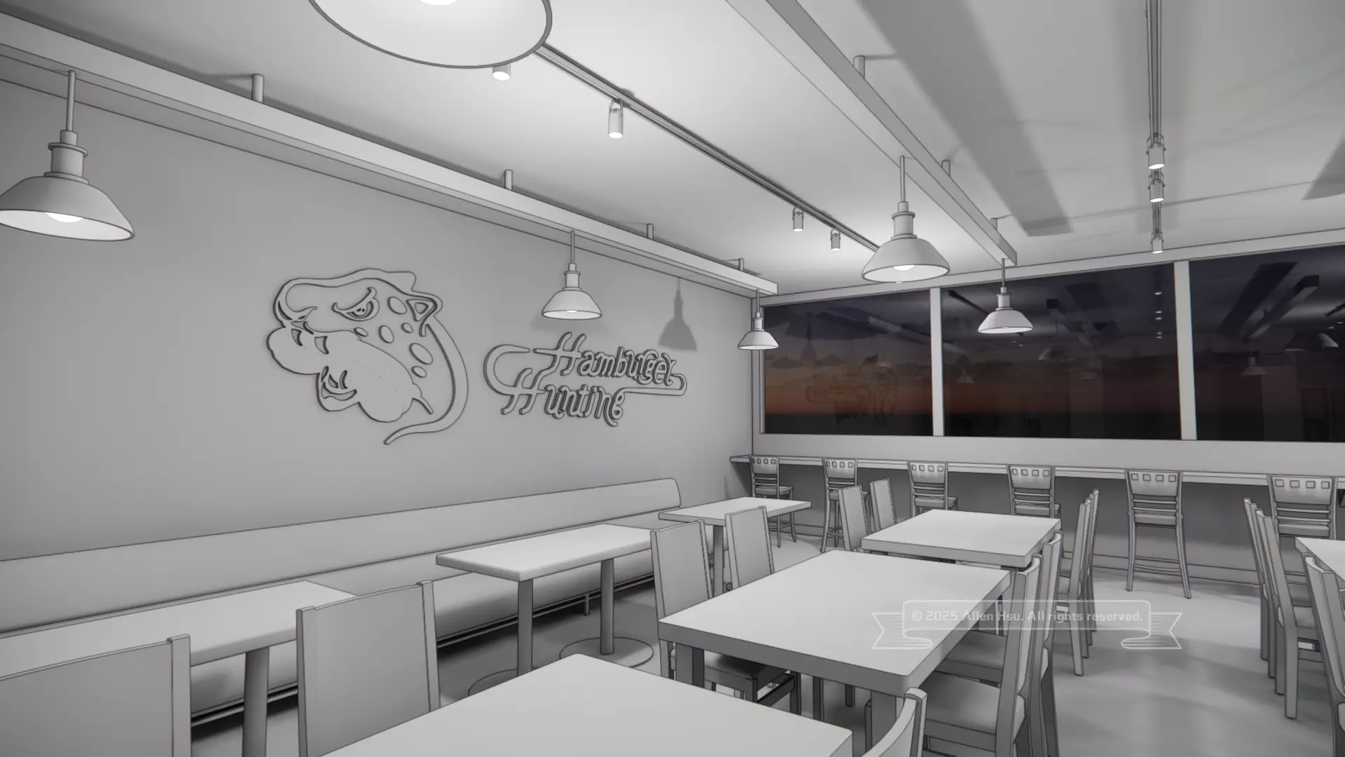 Fast Food Restaurant Space Model 3D model_53