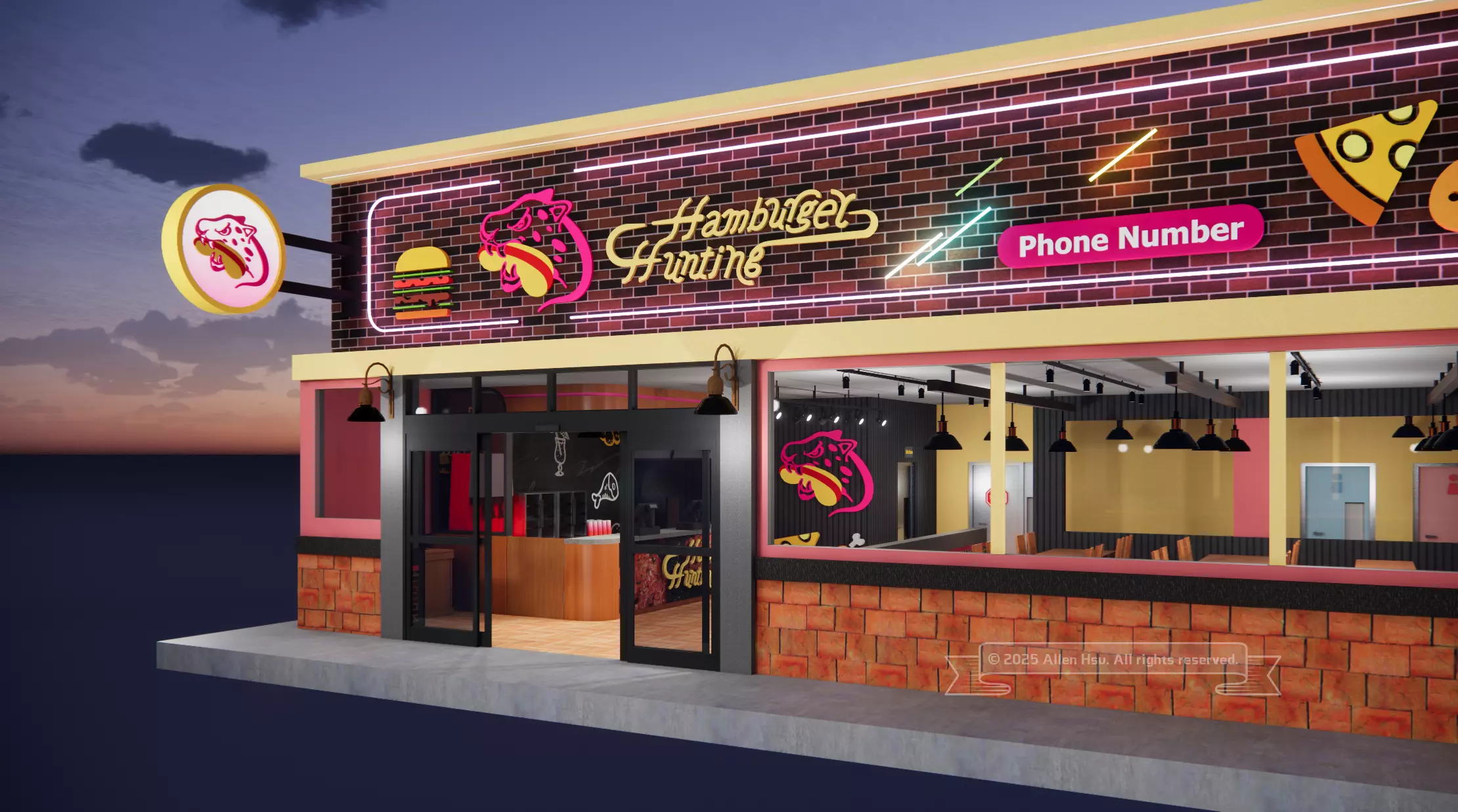 Fast Food Restaurant Space Model 3D model_2