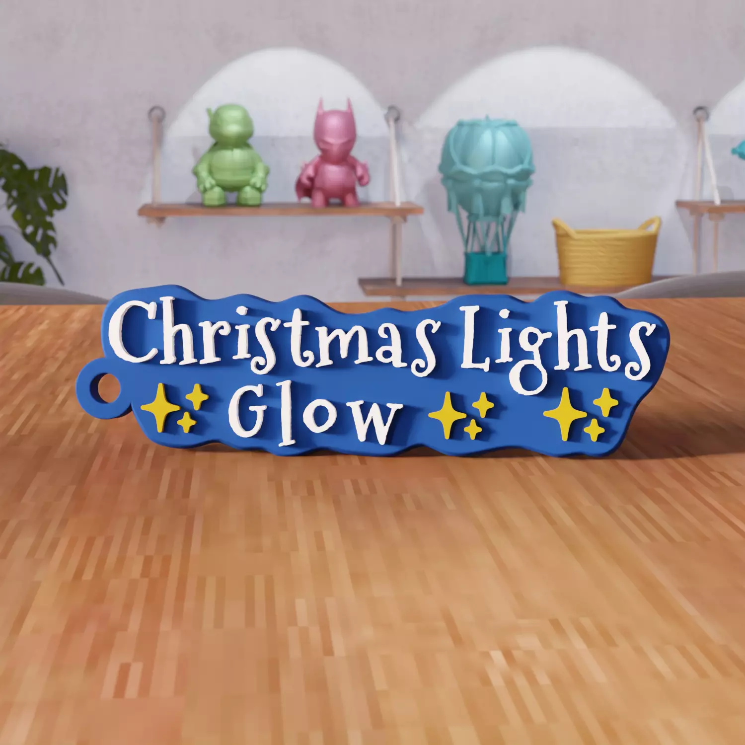Christmas Lights Glow Star Keychain - 466 3D print model_1