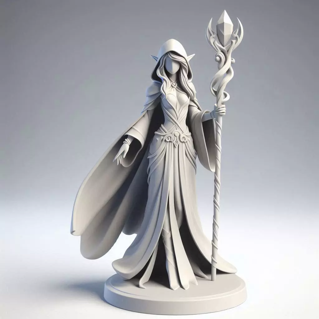 Elf Sorceress Miniature 3D print model_0