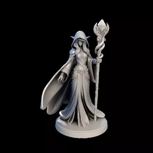 Elf Sorceress Miniature 3D print model_1