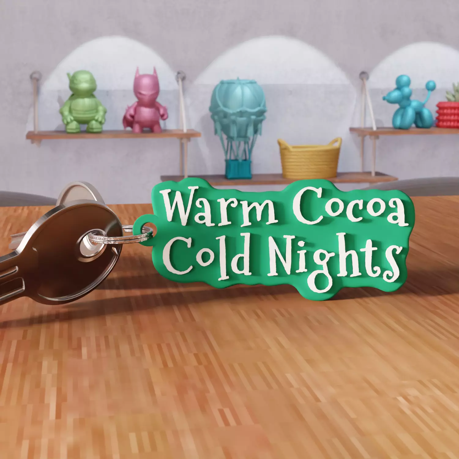 Warm Cocoa Cold Nights Keychain - 467 3D print model_0
