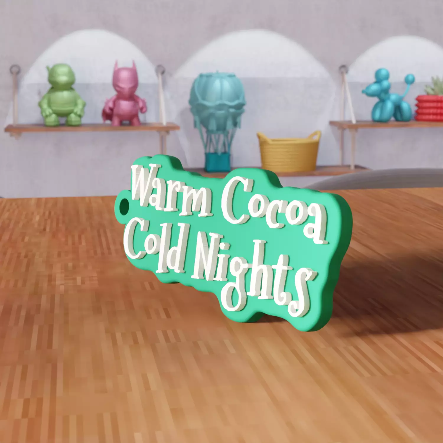 Warm Cocoa Cold Nights Keychain - 467 3D print model_5