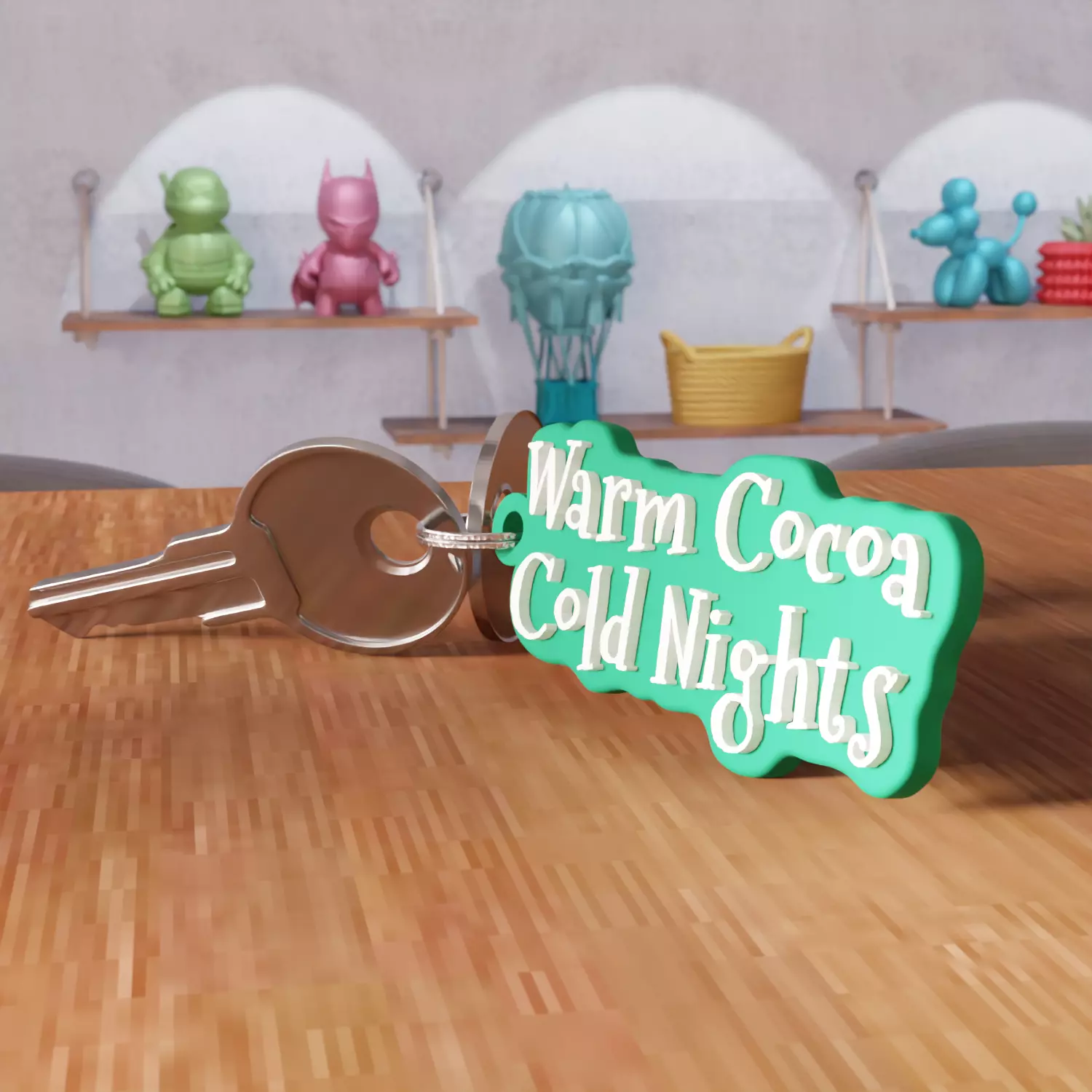 Warm Cocoa Cold Nights Keychain - 467 3D print model_2