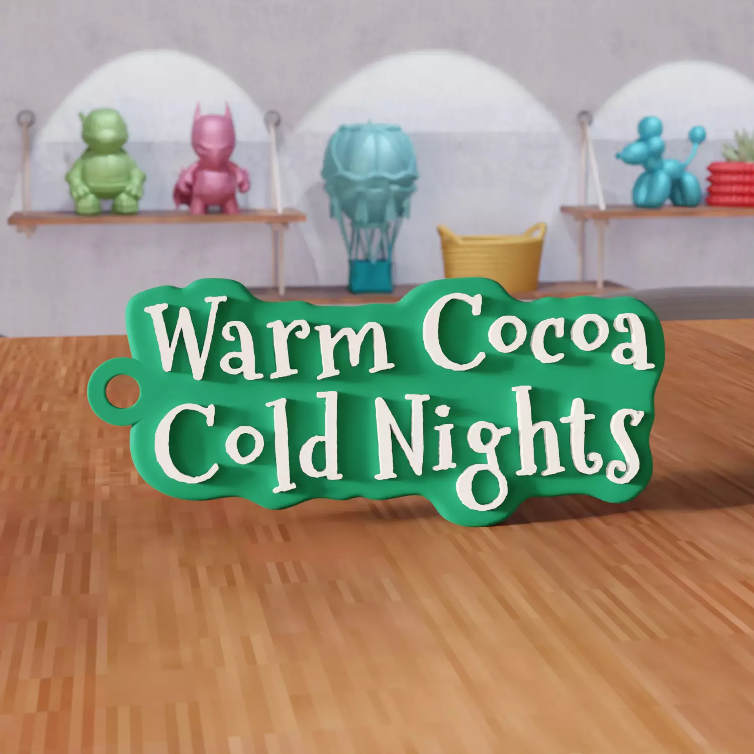 Warm Cocoa Cold Nights Keychain - 467 3D print model_1