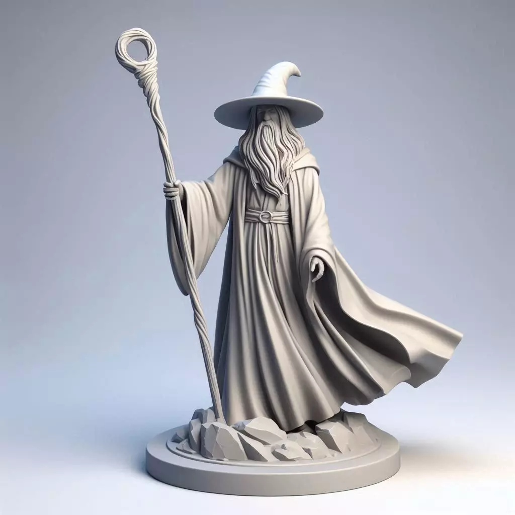 Wizard with Staff 3D print model_0
